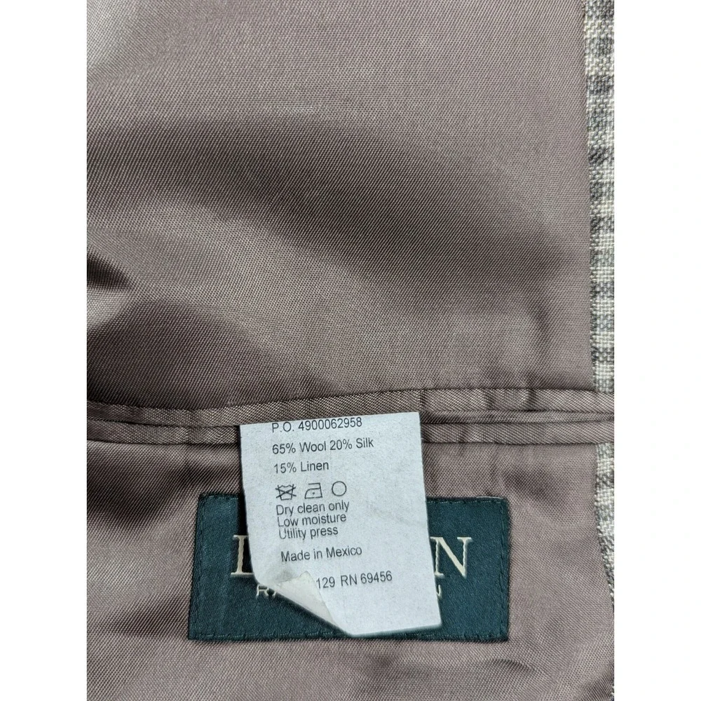Ralph Lauren Blazer Sport Jacket Coat Silk Wool Linen Blend 44L‎ Tight Plaid EUC